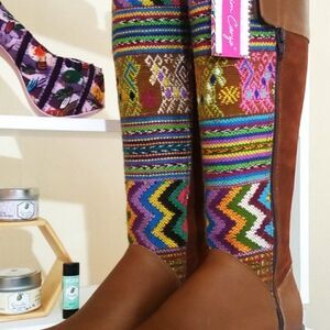 Karim Corzo Embroidered Tall Leather Boots Sz 36